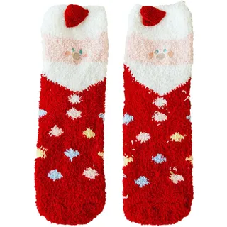 Weihnachtssocken Herren Kuschelig Warme Dicke Thermosocken Wintersocken Winter Fleece Gefütterte Kuschelsocken Mit Weihnachten Motiv Lustig Weiche Socken Flauschige Stoppersocken Hausschuhsocken - Einheitsgröße