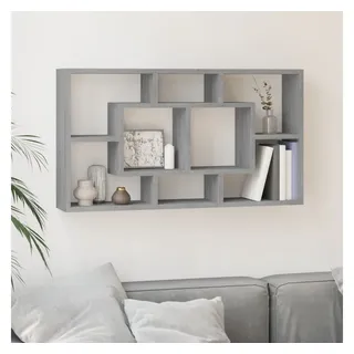 furnicato Wandregal Grau Sonoma 85x18x85 cm aus Holzwerkstoff mit 8 Fächern, 1-tlg., Stabile Regalwand mit 8 Fächern, feuchtigkeitsbeständig für Wohnraum grau
