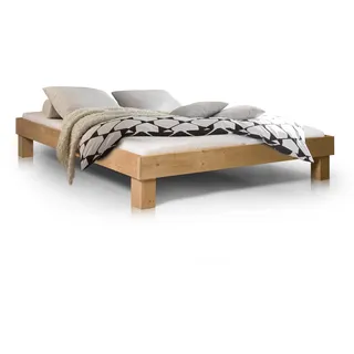 moebel-eins Pumba Massivholzbett ohne Kopfteil Fichte, 180 x 220 cm, eichefarbig, Standardhöhe