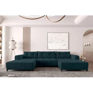 99rooms Wohnlandschaft Massimo, Sofa, U-Form, mit Schlaffunktion, Rundumbezug, in Cordstoff POSO blau