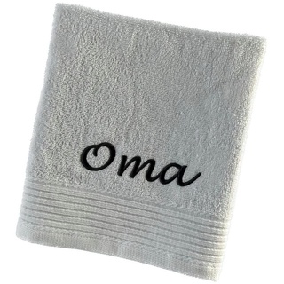 Schnoschi Handtuch »Handtuch mit Oma oder Opa bestickt Gästehandtuch Duschtuch Badetuch«, hochwertige Bestickung mit Oma oder Opa blau 70 cm x 140 cm