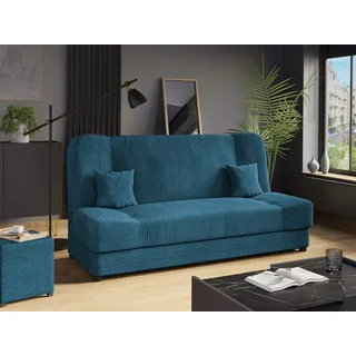 Mirjan24 Schlafsofa Cord 3-Sitzer Blau