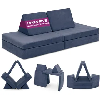 Linodino® Spielsofa | Kindersofa aus Schaumstoff Softbausteine - Kindercouch & Kuschelecke im Kinderzimmer | Stapelsteine für Kinder | Oeko-TEX 100 Zertifiziert | Drachenschuppen Blau
