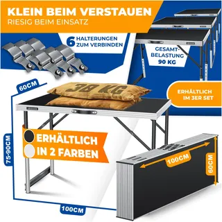 Kesser Multifunktionstisch Profi 100 x 60 cm 30 kg Schwarz