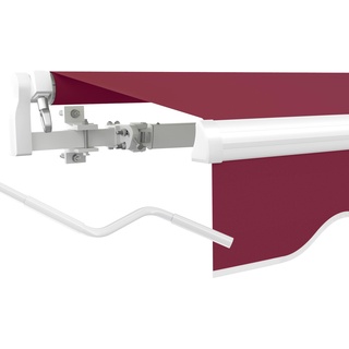 paramondo Gelenkarmmarkise Basic 2000 Markise Sonnenschutz Sichtschutz für Balkon & Terrasse, Vollständig zusammengebaut, 300 x 250 cm (Breite x Ausfall), Uni Weinrot