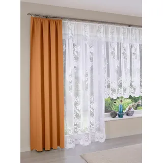 Witt Gardine Store, Faltenband, halbtransparent, Fertigstore gerade Form weiß 375 cm x 245 cm