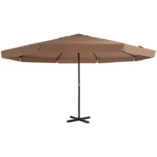 Festnight 5m Sonnenschirm mit Aluminium-Mast, Große Kreuzstandfuß, Gartenschirm Marktschirm in Taupe