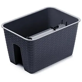 Blumenkasten Balkonkasten zum Aufstecken, Railing Blumentopf für Balkongeländer 4 Farben Rattan Optik 2 Größen von rg-vertrieb (400 Anthrazit)