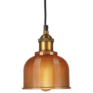 LFsem Vintage Industrielle Pendelleuchte Bunte Glas Lampenschirm Decken Leuchte E27 Loft Hängelampe Suspension Beleuchtung Für Restaurants Bar (Bernstein)