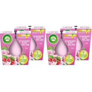 Air Wick Wohlfühl-Duftkerze DUO im Glas – Duft: Raspberry Rose Splash – Enthält natürliche ätherische Öle – Duftkerzenset mit je 2 Kerzen (Packung mit 2)