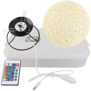 Led-nachttischlampe, Geflochtenes Rattan, Dekorative Kugel, Metallfuß, Fernbedienung, 3-w-usb-anschluss, Nachtlicht, Nordisches Design, Schlafzimmer, Wohnzimmer
