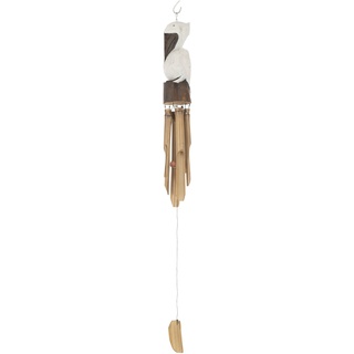 J-Line Windspiel Pelikan, hängendes Windspiel für draußen, Gartendekoration aus Bambus und Holz, Klangspiel mit entspannenden Klängen, Ideal für Terrasse, Balkon oder Gartenräume, 12x10x80cm
