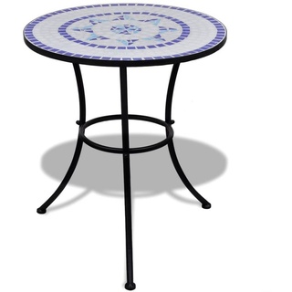 DOTMALL Gartentisch Bistrotische Blumenhocker mit Mosaik-Tischplatte Ø60 cm blau