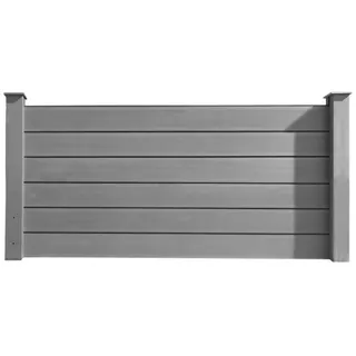 HORI Zaun HORI WPC Sichtschutzzaun Stecksystem, Gartenzaun witterungsbeständig, Robuster Gartenzaun, Modernes Lamellenzaun, Langlebiger Sichtschutz grau 0.90 cm