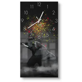 DEQORI Wanduhr 'Farbenfreudiger Riese' (Glas Glasuhr modern Wand Uhr Design Küchenuhr) schwarz 30 cm x 60 cm
