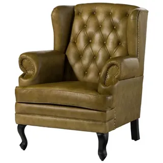 MASSIVMOEBEL24.DE Ohrensessel Chesterfield Leder 88 x 81 x 105 cm Grün