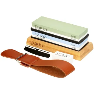 TokioKitchenWare Messer-Schleifstein-Set 400/1000/3000/8000