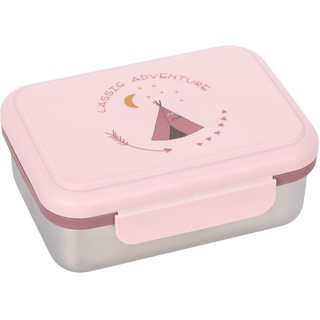 LÄSSIG Kinder Brotdose Edelstahl Lunchbox Frühstücksbox nachhaltig Kindergarten Schule/Adventure Tipi,, 1 Stück (1er Pack)