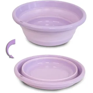 Waschschüssel,wäschewanne,spülschüssel,Camping Schüssel,faltbar, Plastik,Platz sparen, ideal für Badezimmer, Küche, Terrasse, Garten, Thermostat-Gummi(13.5x37cm, Violett)
