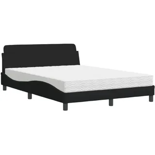 vidaXL Bett mit Matratze Schwarz 140x200 cm Stoff2007501