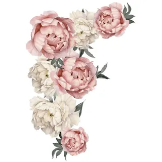 Wandtattoo Blumen, Rosa Rose Blumen Blütenaufkleber Dekorative Rosa Wandaufkleber Wanddeko für Wohnzimmer Schlafzimmer, 60 x 40 cm