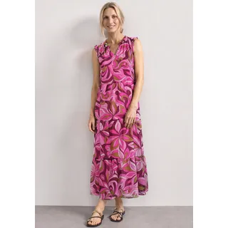 Maxikleid STREET ONE, Damen, Gr. 34, EURO-Größen, bunt (magenta dream), Stoff, Obermaterial: 100% Polyester. Unterkleid: 100% Modal, geblümt, comfort fit knöchelfrei, Rundhals, normaler Saum, Kleider Maxikleid, mit Print