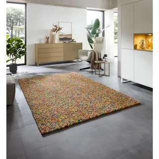 Theko Filzteppich, Mehrfarbig, Textil, Abstrakt, Rechteckig, 70x140 cm, für Fußbodenheizung geeignet, Teppiche & Böden, Teppiche, Naturteppiche