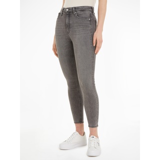 Ankle-Jeans CALVIN KLEIN JEANS "HIGH RISE SUPER SKINNY ANKLE" Gr. 29, N-Gr, grau (dark_grey) Damen Jeans Röhrenjeans mit hohem Bund
