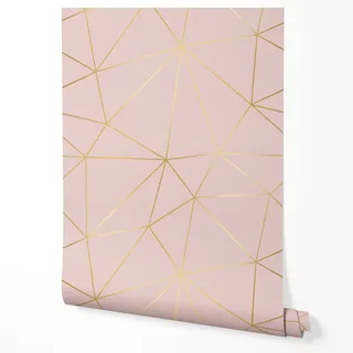GP TONER Vliestapete Rosa Gold Geometrisch Linien Muster Moderne Tapete für Wohnzimmer Schlafzimmer Flur Büro Elegantes Design Matt UV-beständige Tapete 10m x 0,5m