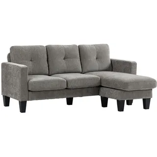 Homcom Eckcouch Chenille 2-Sitzer Braun