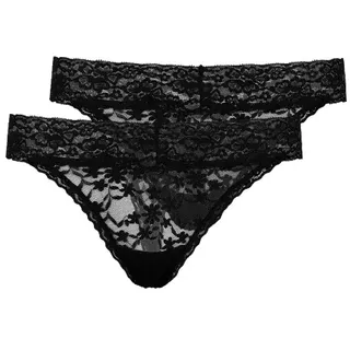SNOCKS Damen Tanga aus Spitze 2er Pack - schwarz