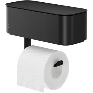 Tiger 2-Store Toilettenpapierhalter mit Aufbewahrungsbox, Toilettenrollenhalter mit integrierter Box für z.B. feuchtes Toilettenpapier, Farbe: Schwarz