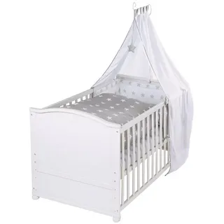 roba® Babybett Little Stars, inkl. Bettwäsche, Himmel, Nest & Matratze weiß