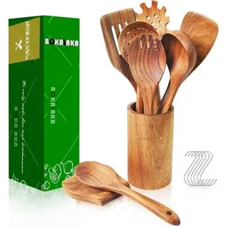 Holzlöffel Holzspatel Kochutensilienset Teakholz 1-9