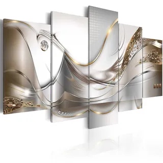 Cuadros B&D XXL Acrylglasbild Abstrakt 200x100 cm 5 Teilig Wandbild auf Acryl Glasbilder Kunstdruck Moderne Acrylglas Platte Wanddekoration Geschenke Heimdekoration Glasbild silber Perlen