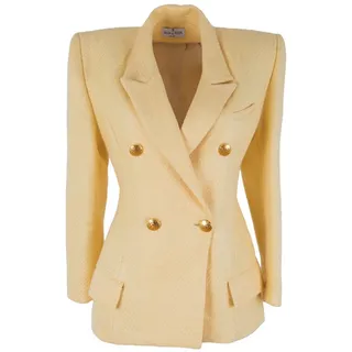 RUA & RUA Jackenblazer Zweireihige Jacke Blazer aus Baumwolle Tweed (1-tlg) gelb 38/M
