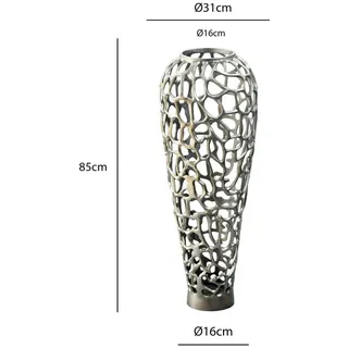 Bodenvase Aluminium 85 cm Silber, Wohnling XXL Standvase