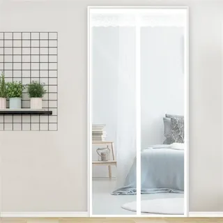 LIVEINU Wärmeschutzvorhang Magnet Thermo Türvorhang Fliegengitter Panel-Isolierung Thermovorhang Wasserdicht Winddicht Klimaanlage Fliegenvorhang für Balkontür Wohnzimmer 95x210cm Klares Weiß