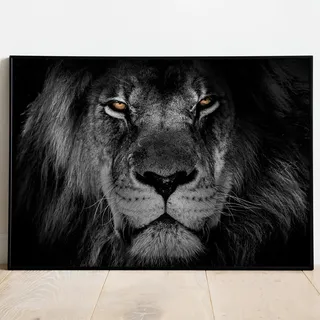 Schwarz-Weiß-Löwe Wandkunst Abstrakte Wildtiermalerei Löwenporträt Leinwand Schwarz und Weiß Tierdrucke Löwe Bilder für Wand Wildtierposter Löwenporträt Wandkunst 40,6 x 61 cm ohne Rahmen
