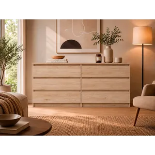 Home affaire Kommode Naia, 6 Schubladen im skandinavischen Design, Breite 158 cm, Viel Stauraum mit griffloser Front, in mehreren Farben braun