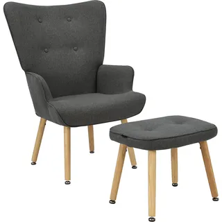 OTTO home Ohrensessel PERHAM Strukturbezug 68 x 99 x 73 cm Grau mit Hocker