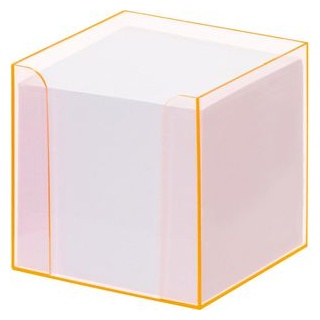 Folia Zettelbox 99071, transparent orange, gefüllt mit 800 Notizzetteln, Kunststoff