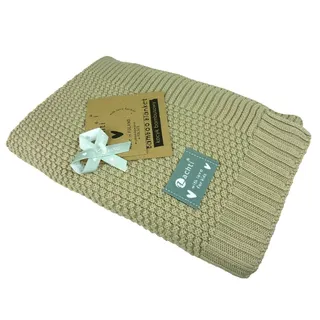 Babydecke gestrickte Decke KC-008, 80x100 cm, Taschen4life, Kuscheldecke für drinnen & draußen, Baby Strickdecke - weich & zart braun