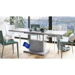 Mazzoni Aston Couchtisch ausziehbar höhenverstellbar 120/200cm in Beton modern vielseitig Wohnzimmertisch Esstisch Beistelltisch Sofatisch platzsparend hochwertig Wohnzimmer