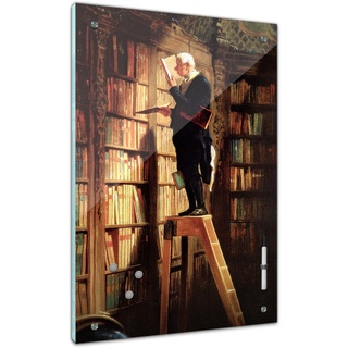 Bilderdepot24 Memoboard 40 x 60 cm | Alte Meister | Carl Spitzweg - der Bücherwurm | abwaschbare Glas-Magnettafel mit Halterung Magneten Stift | 1335d