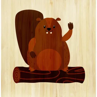 Babywanddeko Bärbel Biber, Braun, Holz, Birke, 30x30x3 cm, Babymöbel, Kinderzimmer-Deko, Babyzimmer Wanddeko