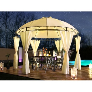 Swing&Harmonie LED - Pavillon 350cm Lavo - mit Seitenwänden und LED Beleuchtung + Solarmodul Runder Gartenpavillon Partyzelt Gartenzelt Rund - versch. Ausführungen
