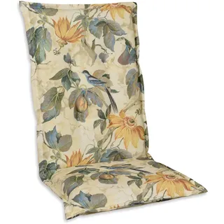 Sesselauflage, Blau, Grün, Orange, Sand, Beige, Hellbraun, Currygelb, Textil, Floral, Füllung: Schaumstoff, Vlies, 50x9x120 cm, Handmade in Germany, hochwertige Qualität, Outdoor-Kissen, Gartenstuhlauflagen, Hochlehner-Auflagen