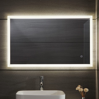 Aquamarin® LED Badspiegel - 120x60 cm, Beschlagfrei, Dimmbar, Energiesparend, mit Speicherfunktion, 3000-7000K - Badezimmerspiegel, LED Spiegel, Lichtspiegel, Wandspiegel für Bad