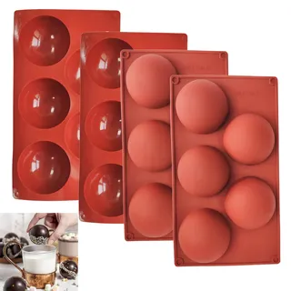 4 Stück Silikonform Kugel,5 Löcher Silikonform Rund 8cm,Halbkugel Backform,Silikonform Halbkugel für Schokolade, Kuchen, Gelee, Kuppel-Mousse
